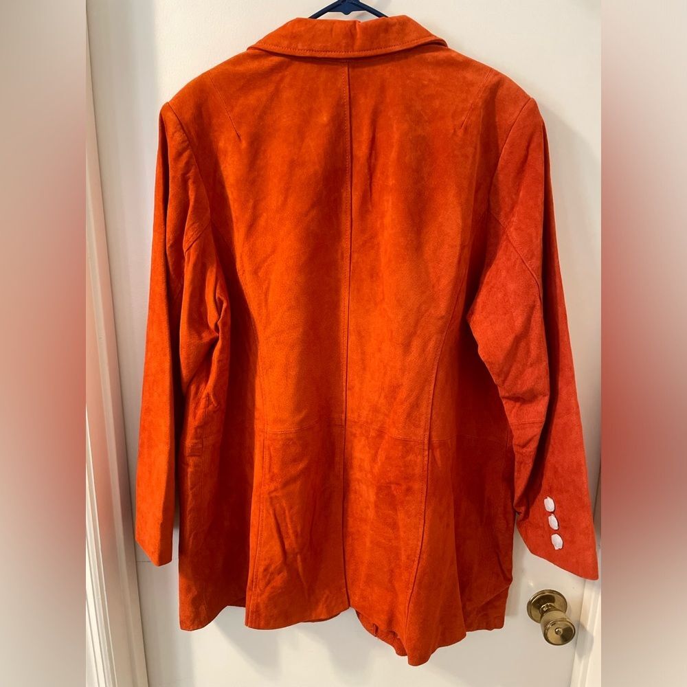 NWOT DENIM & Co Burnt Orange Rust Suede Leather Long Bohemian Jacket Sz 2X - Picture 2 of 5